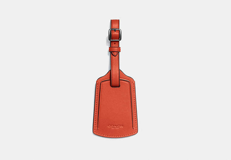 COACH®,LUGGAGE TAG,Leather,Vintage Orange,Front View