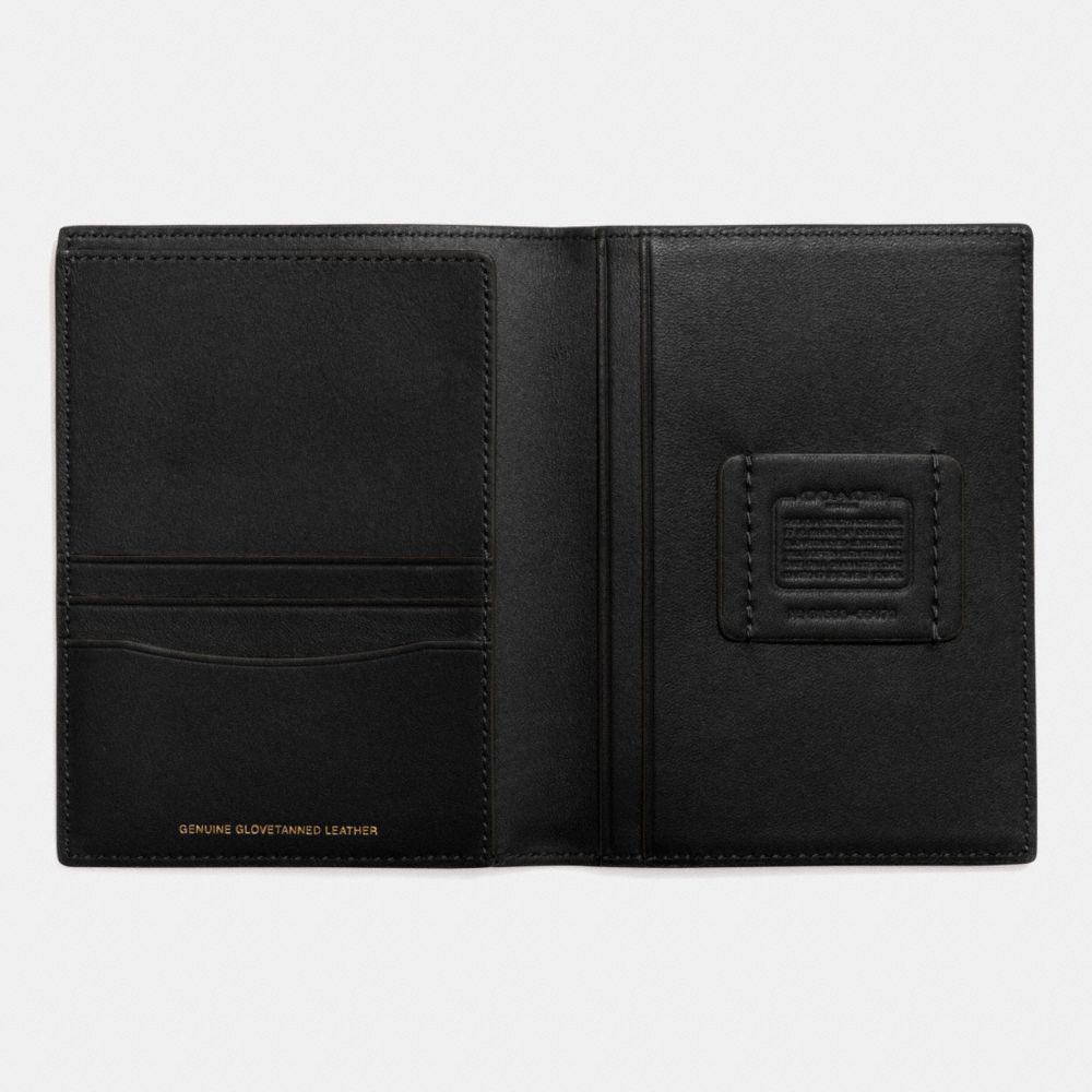 COACH®,COACH BEAST PASSPORT CASE IN GLOVETANNED LEATHER,Leather,Black,Inside View,Top View