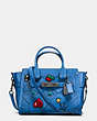 COACH®,COACH SWAGGER 27 IN EMBELLISHED CANYON QUILT LEATHER,Leather,Large,Gunmetal/Lapis,Front View