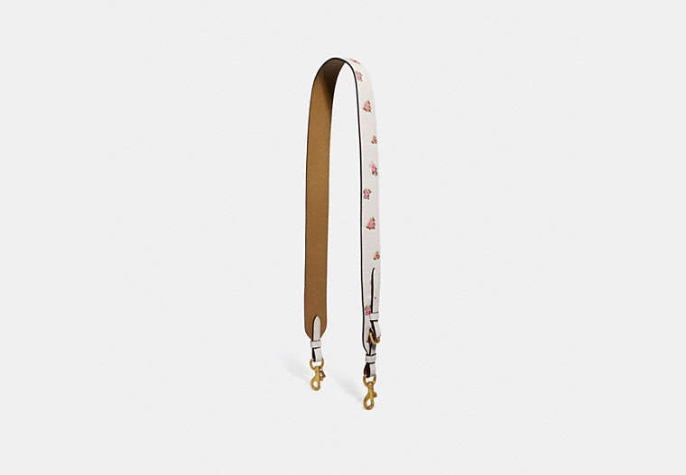 COACH®,STRAP WITH FLORAL PRINT,Leather,Brass/Chalk,Front View