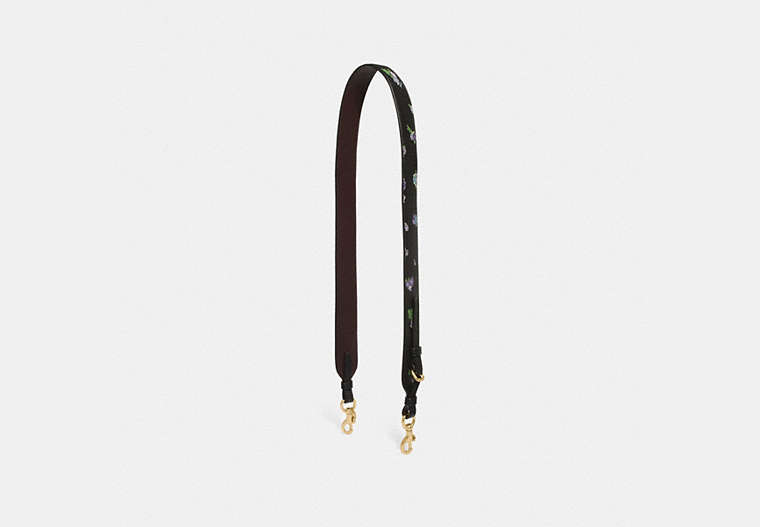 COACH®,STRAP WITH FLORAL PRINT,Leather,Gold/Black,Front View