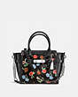 COACH®,COACH SWAGGER 21 IN PRINTED HAIRCALF,Fur,Small,Silver/Daisy Field Blk,Front View