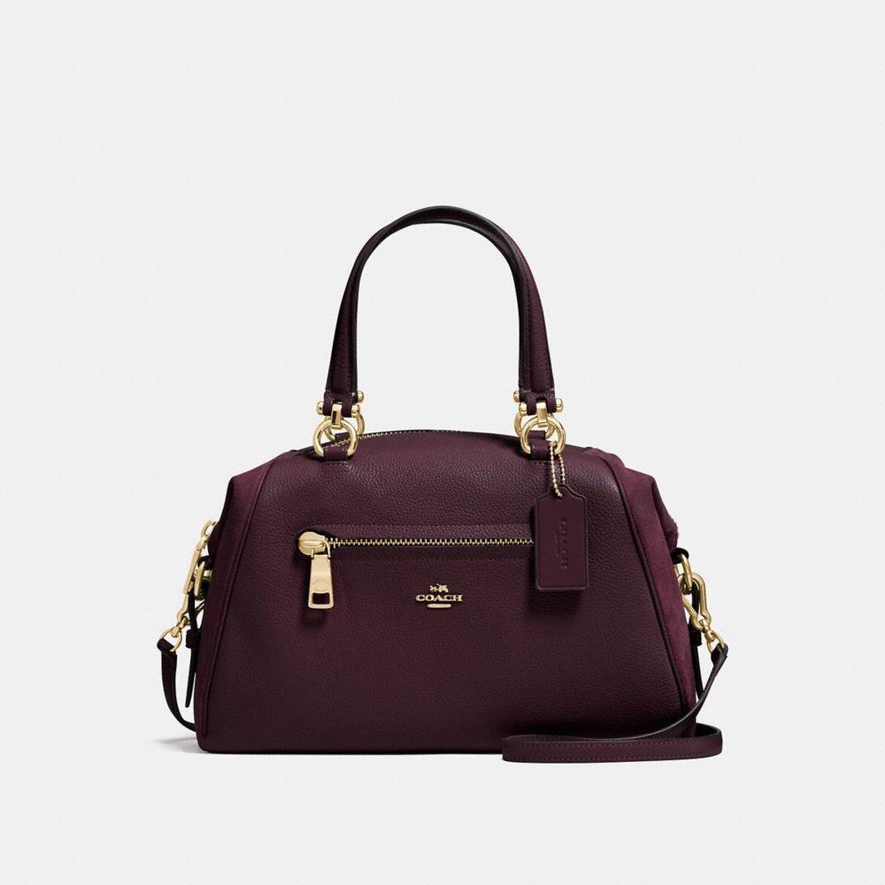 COACH®,PRIMROSE SATCHEL,Leather,Medium,Light Gold/Oxblood,Front View