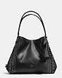 COACH®,EDIE SHOULDER BAG 31 IN PEBBLE LEATHER WITH WESTERN RIVETS,Leather,Large,Gunmetal/Black,Front View