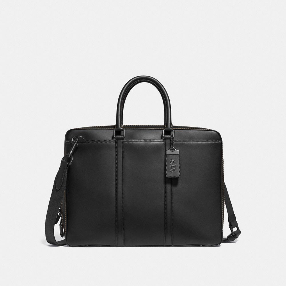 COACH®,PORTE-DOCUMENTS FIN METROPOLITAN,Cuir souple,Cuivre noir/Noir,Front View