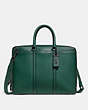 COACH®,METROPOLITAN SLIM BRIEF,Smooth Leather,Medium,Black Copper/Emerald,Front View