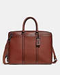 COACH®,METROPOLITAN SLIM BRIEF,Smooth Leather,Medium,Black Copper/Rust,Front View