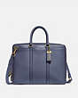 COACH®,METROPOLITAN SLIM BRIEF,Smooth Leather,Medium,Brass/Blue Mist,Front View