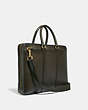COACH®,METROPOLITAN SLIM BRIEF,Smooth Leather,Medium,Brass/Pine,Angle View