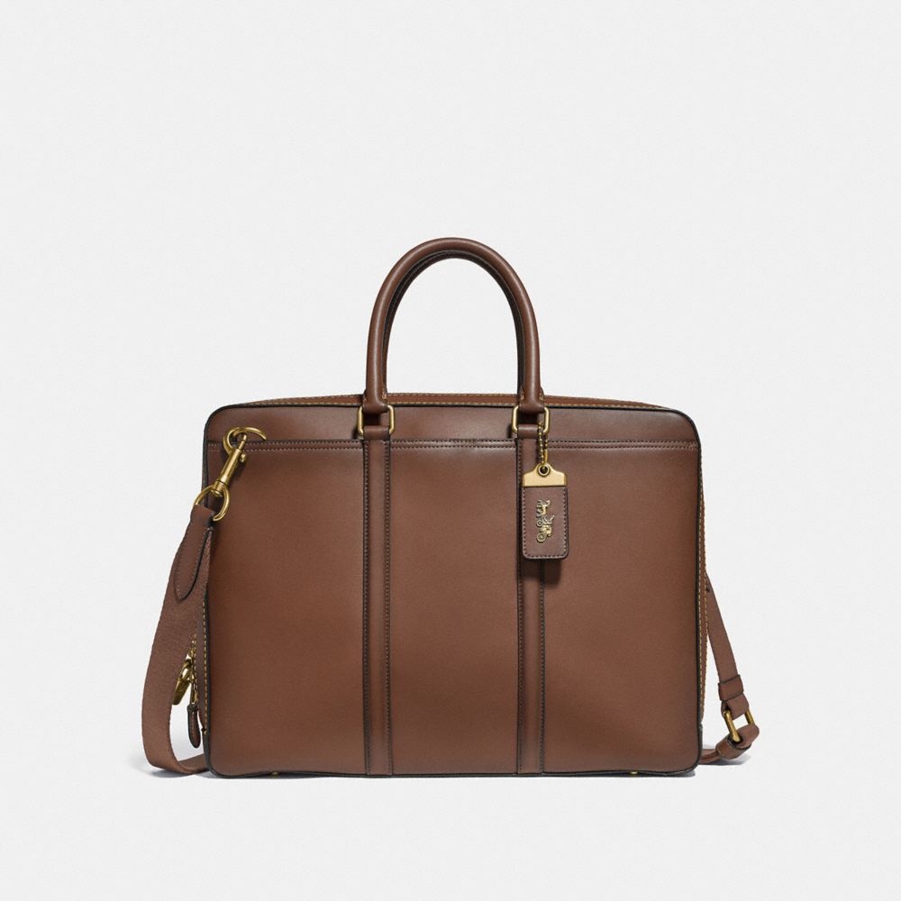 Coach Men's Metropolitan Slim Brief Briefcases - Saddle/brass