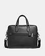 COACH®,KENNEDY BRIEF,Pebble Leather,Medium,Silver/Black,Front View