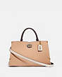 COACH®,MASON CARRYALL IN COLORBLOCK WITH SNAKESKIN DETAIL,Leather,Large,Brass/Beechwood Chalk,Front View