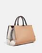 COACH®,MASON CARRYALL IN COLORBLOCK WITH SNAKESKIN DETAIL,Leather,Large,Brass/Beechwood Chalk,Angle View