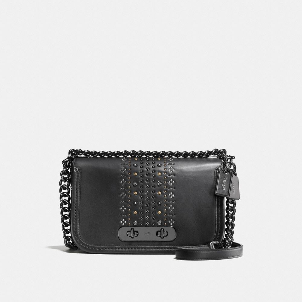 Coach Swagger Shoulder Bag In Glovetanned Leather With Bandana Rivets