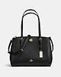 COACH®,TURNLOCK CARRYALL 29,PU Split Leather,Large,Light Gold/Black,Front View
