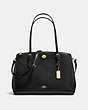 COACH®,TURNLOCK CARRYALL,PU Split Leather,Large,Light Gold/Black,Front View