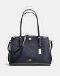 COACH®,TURNLOCK CARRYALL,PU Split Leather,Large,Light Gold/Navy,Front View