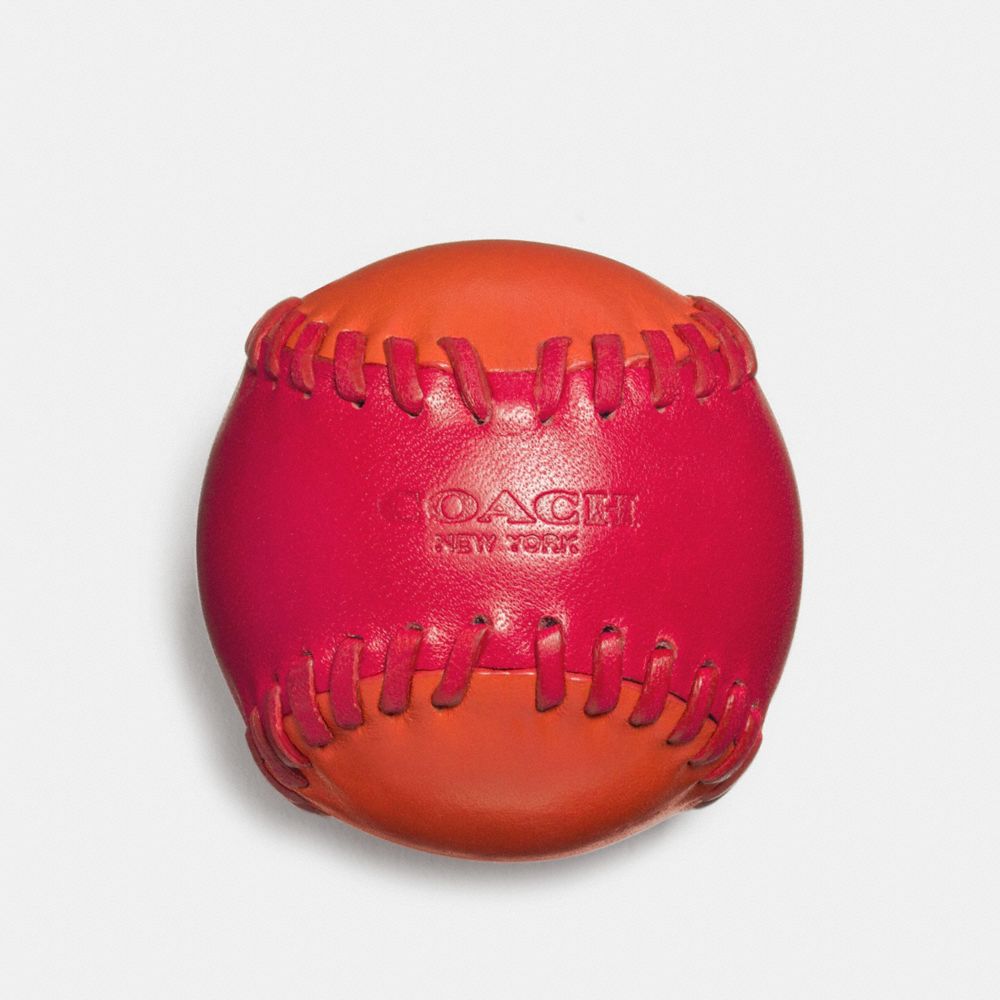 COACH®,BASEBALL PAPERWEIGHT,Other,Red Vintage Orange,Front View