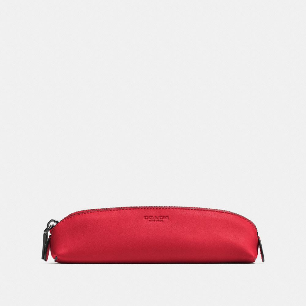 COACH®,PENCIL CASE,Leather,Red.,Front View