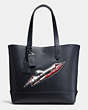 COACH®,ROCKET SHIP GOTHAM TOTE IN GLOVETANNED LEATHER,Leather,Large,BP/Navy Field,Front View