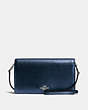 COACH®,HAYDEN FOLDOVER CROSSBODY CLUTCH,Polished Pebble Leather,Mini,Silver/Metallic Navy,Front View