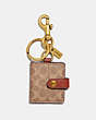 COACH®,PICTURE FRAME BAG CHARM IN SIGNATURE CANVAS,Leather,Brass/Khaki,Front View