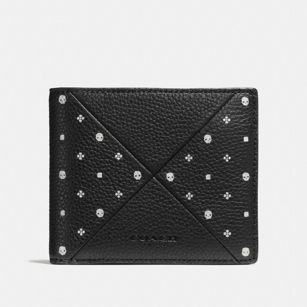 COACH®,3-IN-1 WALLET IN BANDANA PATCHWORK LEATHER,Leather,Black,Front View