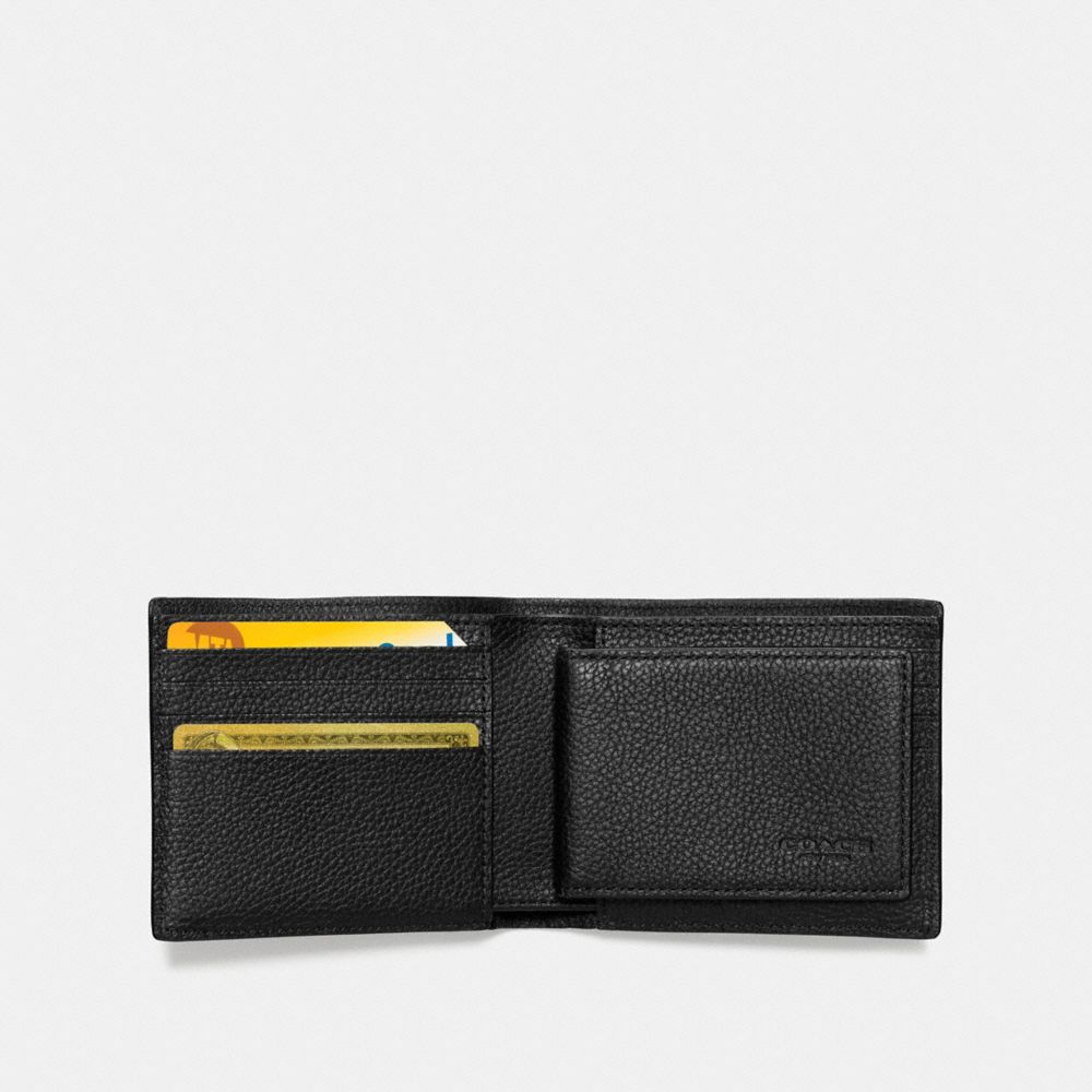 COACH®,3-IN-1 WALLET IN BANDANA PATCHWORK LEATHER,Leather,Black,Inside View,Top View