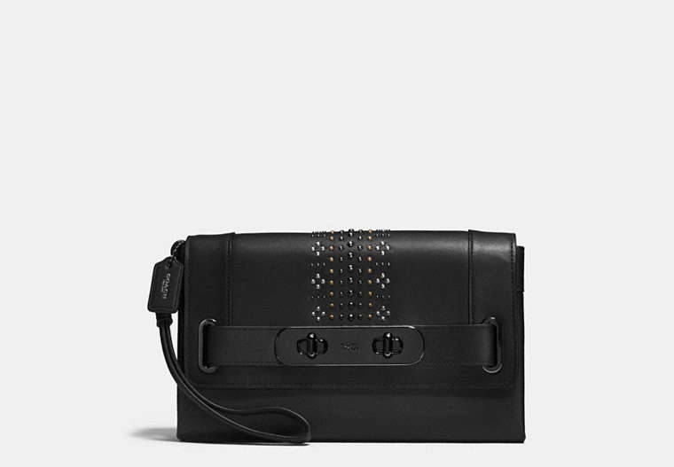 Coach Swagger Clutch With Bandana Rivets