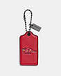 COACH®,TRICKY HANGTAG,Leather,Silver/Red Orange,Front View