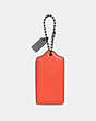 COACH®,TRICKY HANGTAG,Leather,Silver/Red Orange,Back View