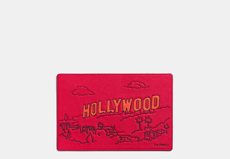 COACH®,LOS ANGELES POSTCARD,Leather,Red.,Front View