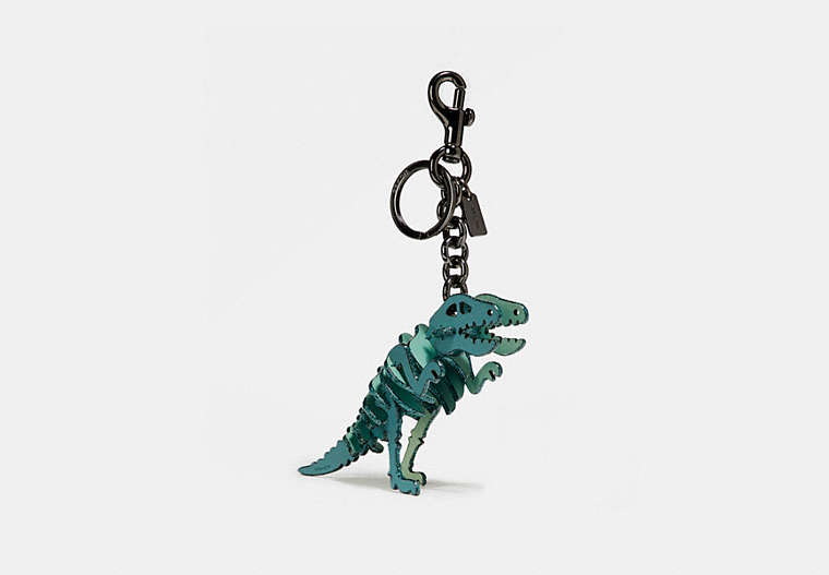 COACH®,SMALL REXY BAG CHARM,Leather,Marine/Black,Front View
