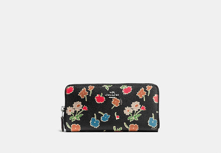 Accordion Zip Wallet In Daisy Field Print Coated Canvas