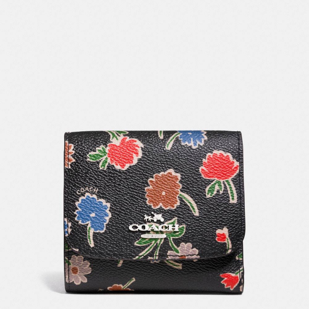 Small Wallet In Daisy Field Print Coated Canvas