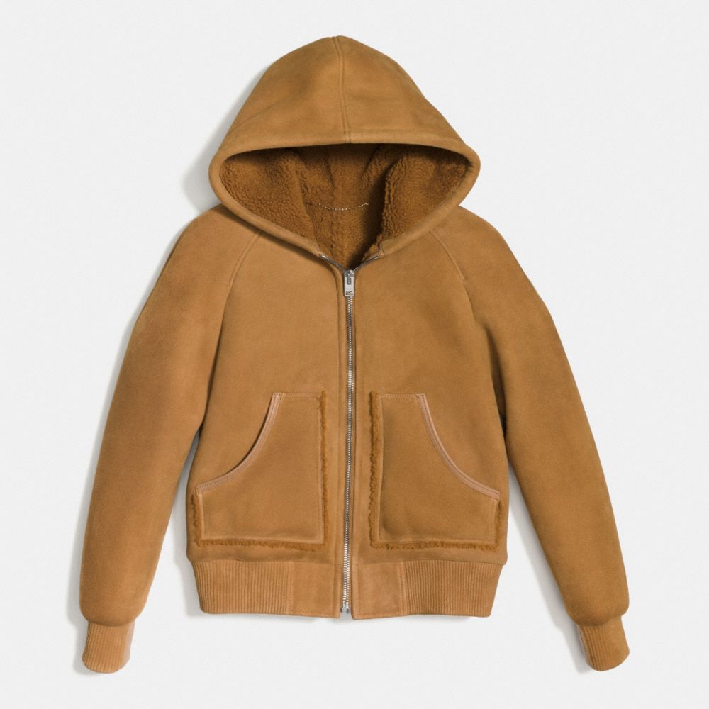 Suede Shearling Hoodie