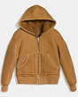 COACH®,SUEDE SHEARLING HOODIE,Suede,HONEY,Scale View