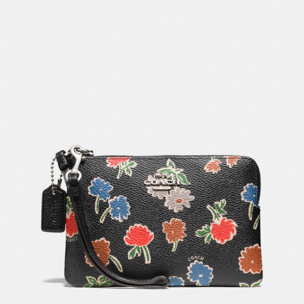 Small Wristlet In Daisy Field Print Coated Canvas