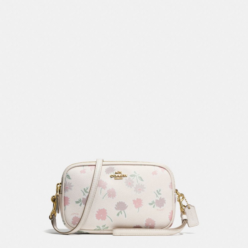 Crossbody Clutch In Daisy Field Print Pebble Leather