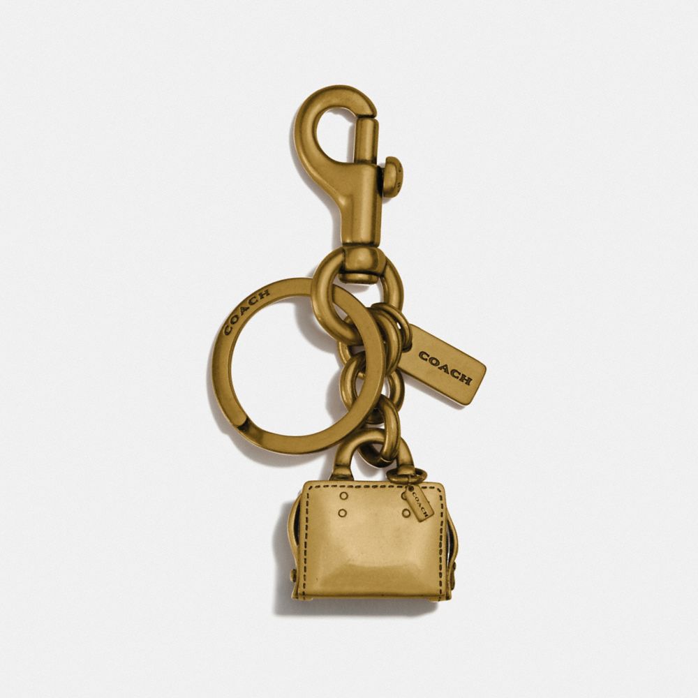 COACH®,ROGUE BAG CHARM,Metal,Brass/Brass,Front View