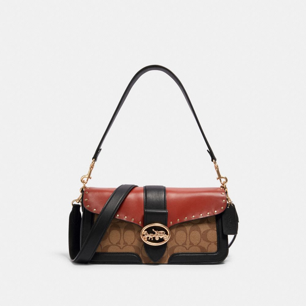 Coach Bags | Coach Georgie Shoulder Bag in Colorblock Signature Canvas with Rivets | Color: Black | Size: Os | Thanhthuy2401's Closet