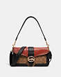 COACH®,GEORGIE SHOULDER BAG IN COLORBLOCK SIGNATURE CANVAS WITH RIVETS,Leather,Large,Gold/Khaki/Terracotta Multi,Front View