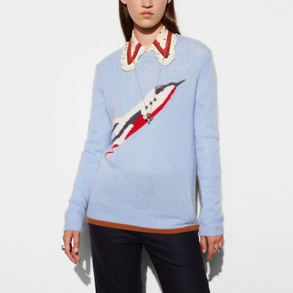 Rocketship Intarsia Crewneck Sweater