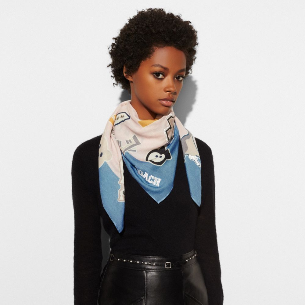 Embellished Varsity Patch Oversized Square Scarf
