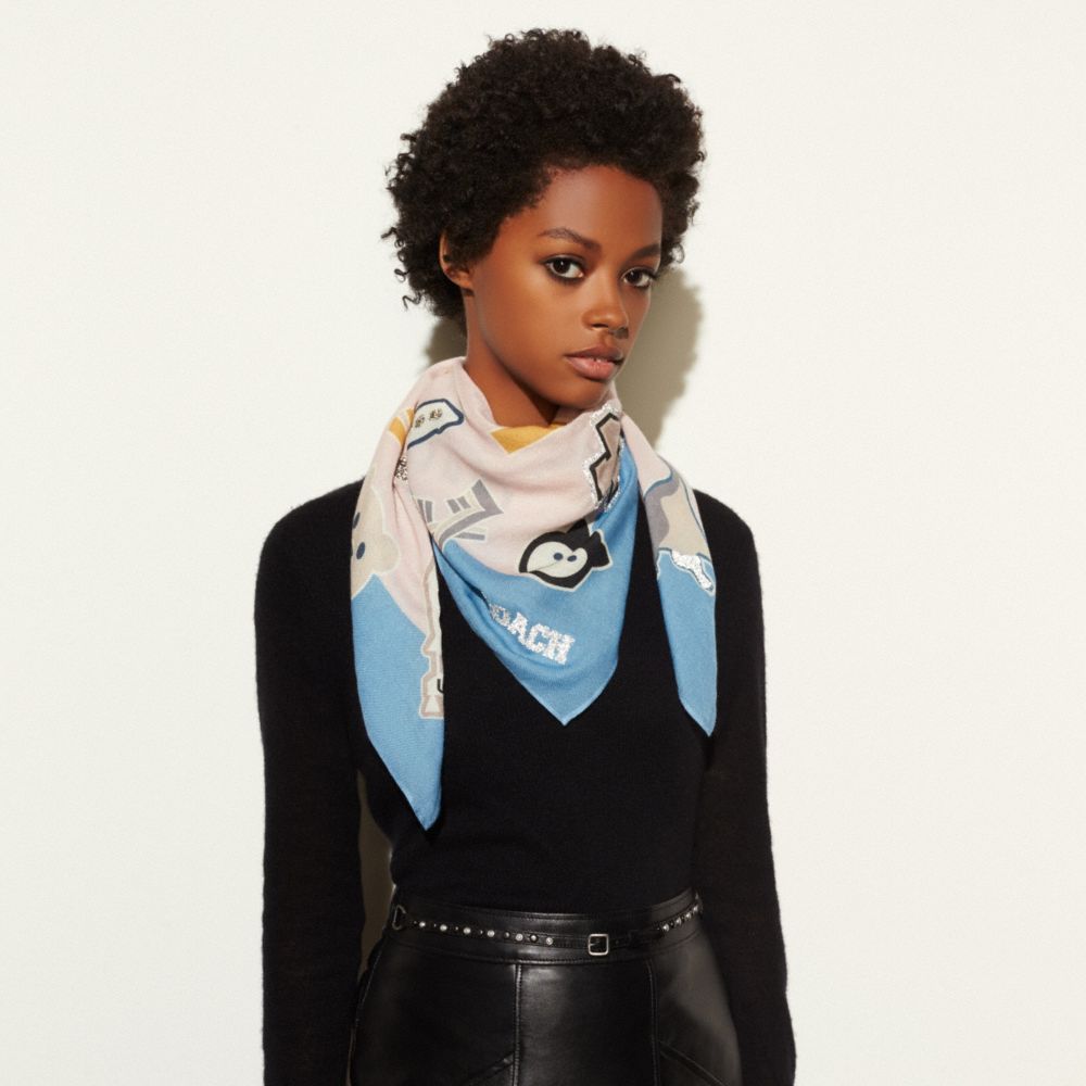 Embellished Varsity Patch Oversized Square Scarf