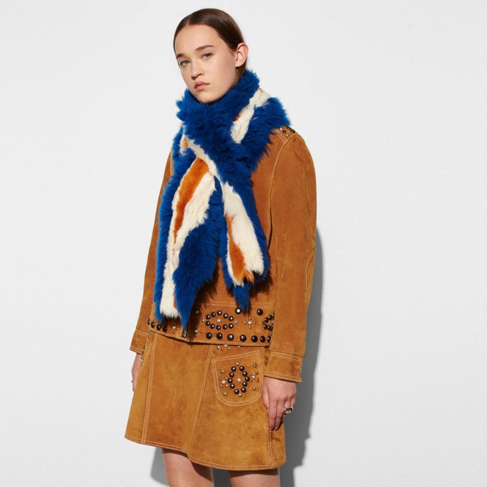 Varsity Stripe Shearling Shawl