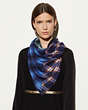 COACH®,PLAID MIX OVERSIZED SQUARE SCARF,wool,BLUE,Angle View