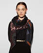 COACH®,PRINTED PATCHWORK SHAWL,Wool Blend,Black,Front View