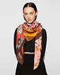 COACH®,PRINTED PATCHWORK SHAWL,Wool Blend,Red.,Front View