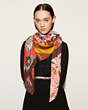 COACH®,PRINTED PATCHWORK SHAWL,Wool Blend,Red.,Angle View